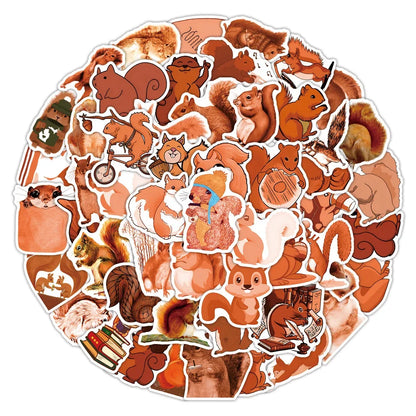 50 pieces of cute cartoon squirrel animal graffiti stickers, personalized, fashionable and creative DIY exquisite decorative stickers, skateboard guitar, refrigerator, water cup, helmet, popular decal toys
