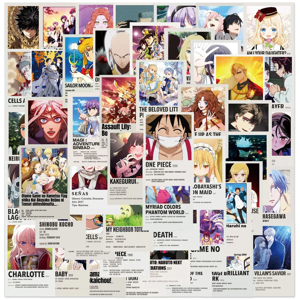 50PCS Anime Poster Collection Sticker Decoration Luggage Laptop IPad Journal Skateboard Waterproof Sticker