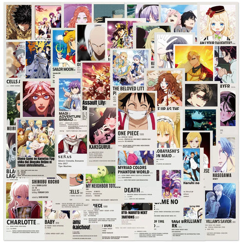 50PCS Anime Poster Collection Sticker Decoration Luggage Laptop IPad Journal Skateboard Waterproof Sticker