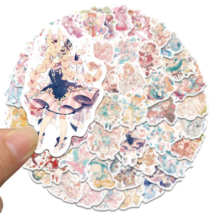 60 pieces of cartoon character graffiti stickers for middle school girls, personalized and fashionable DIY exquisite creative decorative decals, skateboards, refrigerators, water cups, helmets, and popular stickers