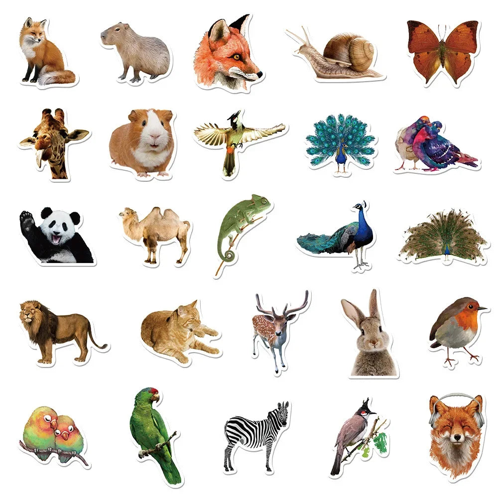 50PCS Cartoon Animal Personality Creative Graffiti Sticker Notebook Guitar Waterproof  Skateboard  Refrigerator