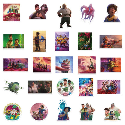 50 pieces of Strange World cartoon graffiti stickers, personalized, fashionable and creative DIY exquisite and trendy decorative stickers, refrigerator, skateboard, mug, helmet, guitar, popular sticker toys