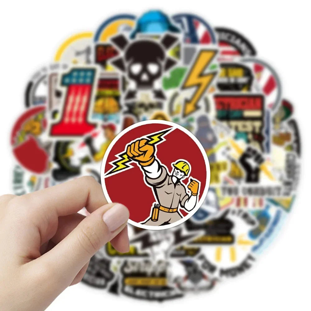 50PCS Welding Machine Electric Graffiti Sticker DIY Luggage Bicycle Guitar Skateboard Water Cup Helmet Waterproof