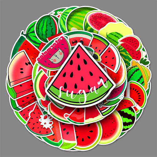 50PCS Watermelon Fruit Stickers - Summer Cartoon Decals for Water Bottles, Laptops, Pool Party Favors & Summer Vacation Gifts