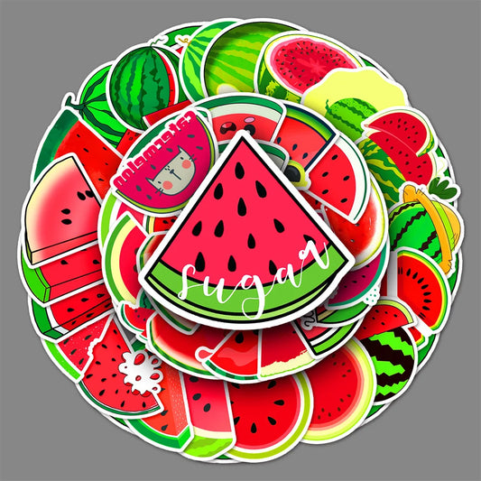 50PCS Watermelon Fruit Stickers - Summer Cartoon Decals for Water Bottles, Laptops, Pool Party Favors & Summer Vacation Gifts
