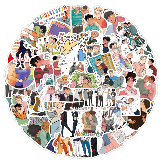 50PCS Heartstopper Inspired Stickers - LGBTQ+ Anime Decals for Journals, Laptops, Water Bottles & Pride Theme Gifts