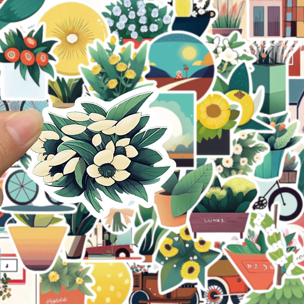50PCS Cartoon Flat-Style Illustration Materials Doodle Stickers Exquisite Fashion Creative DIY Journal Decorative Decals Suitable for Phone Cases, Laptops, Skateboards, and Stationery Boxes