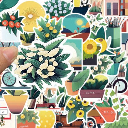 50PCS Cartoon Flat-Style Illustration Materials Doodle Stickers Exquisite Fashion Creative DIY Journal Decorative Decals Suitable for Phone Cases, Laptops, Skateboards, and Stationery Boxes