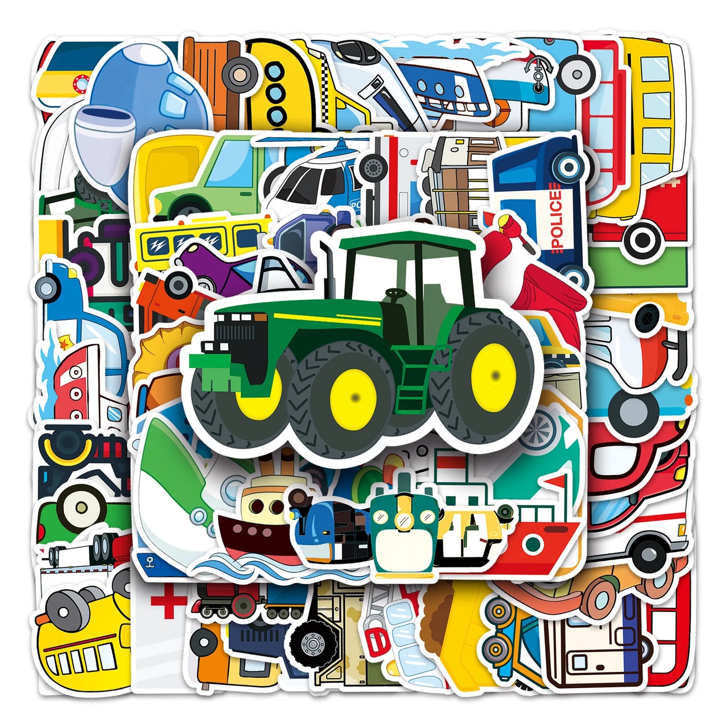 100PCS Cartoon Transport Graffiti Stickers Personalised Fashion Creative DIY Stickers Suitcase Notebook Helmet Car Guitar Beautifully Popular Decorative Decals Toys