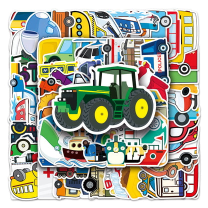 100PCS Cartoon Transport Graffiti Stickers Personalised Fashion Creative DIY Stickers Suitcase Notebook Helmet Car Guitar Beautifully Popular Decorative Decals Toys