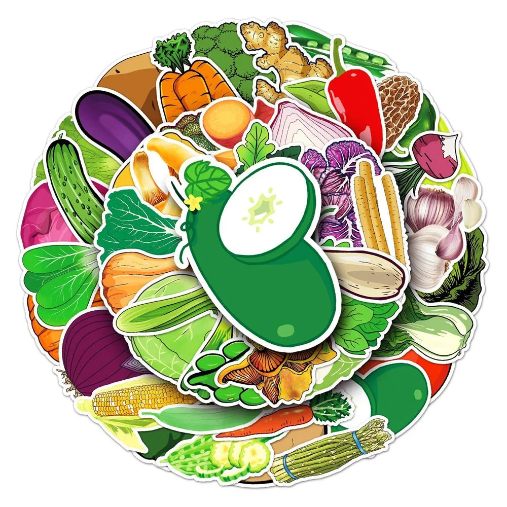 50PCS Vegetable Cartoon Creative Graffiti Sticker Suitcase Computer Guitar Desk DIY Skateboard Cup  Waterproof