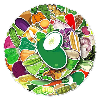 50PCS Vegetable Cartoon Creative Graffiti Sticker Suitcase Computer Guitar Desk DIY Skateboard Cup  Waterproof