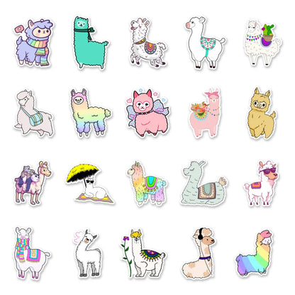 50PCS Cute Cartoon Animal Alpaca  Notebook Suitcase Water Cup Graffiti Decoration Sticker PersonalizedSkateboard
