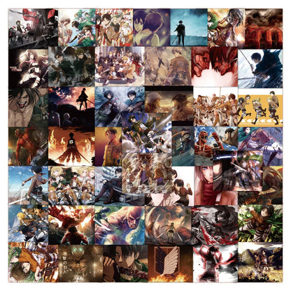 50PCS Attack on Titan Cartoon Graffiti Waterproof Sticker Personalized Decoration Creative Water Cup Refrigerator
