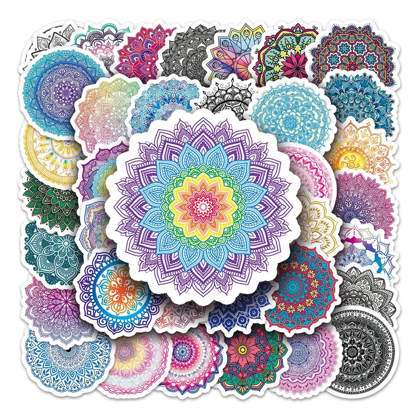 50PCS Cartoon Mandala Sticker Graffiti iPad Luggage Notebook Car  Computer DIY Pattern Scrapbook Toys Decoration