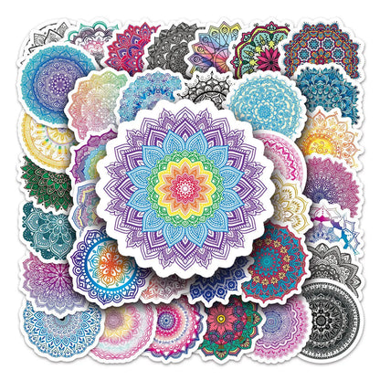 50PCS Cartoon Mandala Sticker Graffiti iPad Luggage Notebook Car  Computer DIY Pattern Scrapbook Toys Decoration