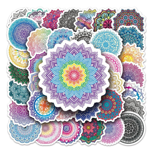 50PCS Cartoon Mandala Sticker Graffiti iPad Luggage Notebook Car  Computer DIY Pattern Scrapbook Toys Decoration