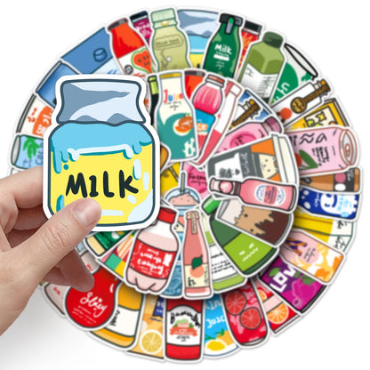 50PCS Trendy Cartoon Beverage Sticker Package Skateboard Guitar Decoration DIY iPad Waterproof Toy Graffiti Decal