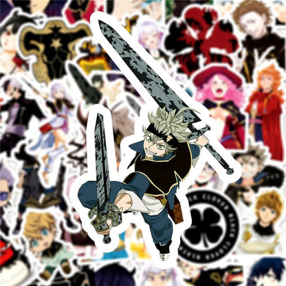 50PCS Black Clover Animation Graffiti Waterproof Stickers Personalized Creative Decoration Trend Refrigerator Cup