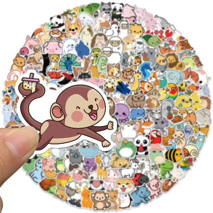 100PCS Cartoon Cute Little Animal Series Graffiti Stickers Personalized Fashion Creative Trend DIY Exquisite Decorative Decals for Cups Helmets Skateboards Popular Stickers Toys