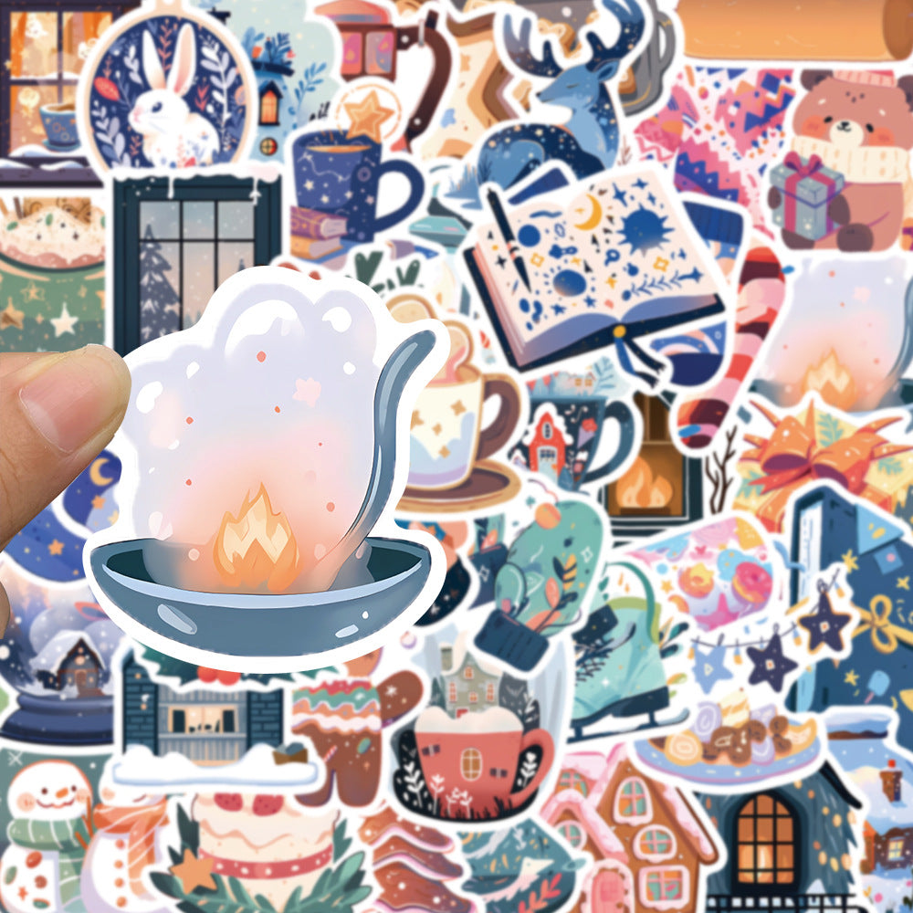 50PCS Hibernation Psychology Stickers - Seasonal Retreat Decals for Energy Conservation Logs, Social Cocooning Trackers & Introvert Wintering Systems
