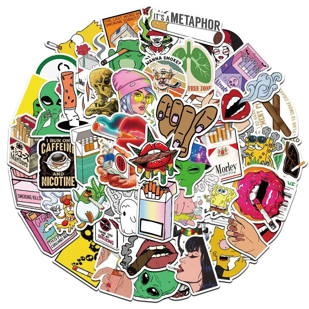 50PCS Popular Animated Stickers Pack Skateboard Guitar Decoration DIY Laptop Cartoon Character New Graffiti Decal