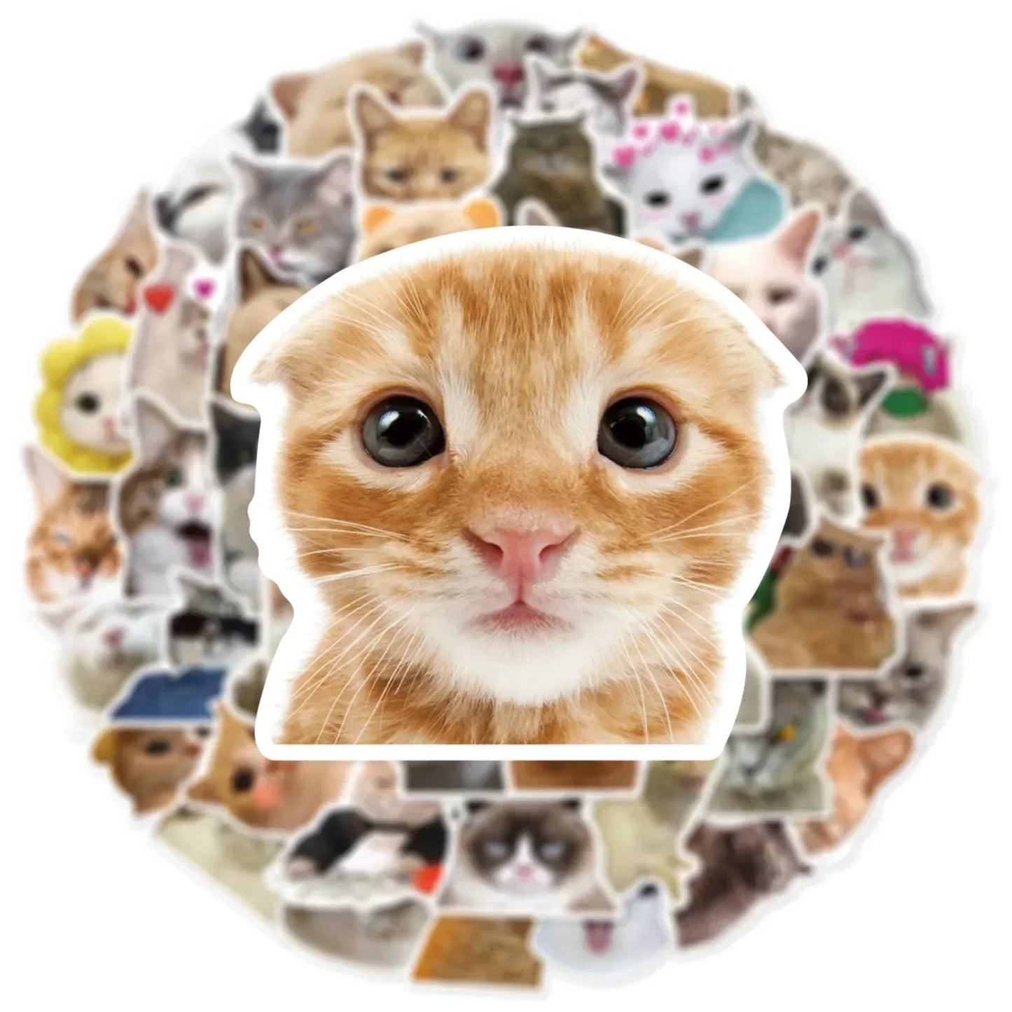 50PCS Fashionable Cute Cartoon Cat Graffiti Sticker Decoration DIY Guitar Laptop Mobile Phone Luggage  Notebook