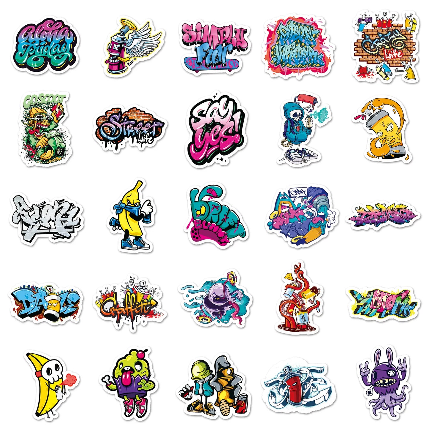 50PCS Street Graffiti Sticker Personalized Art Sticker DIY Mobile Phone Case Skateboard Suitcase Sticke Waterproof