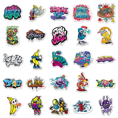 50PCS Street Graffiti Sticker Personalized Art Sticker DIY Mobile Phone Case Skateboard Suitcase Sticke Waterproof