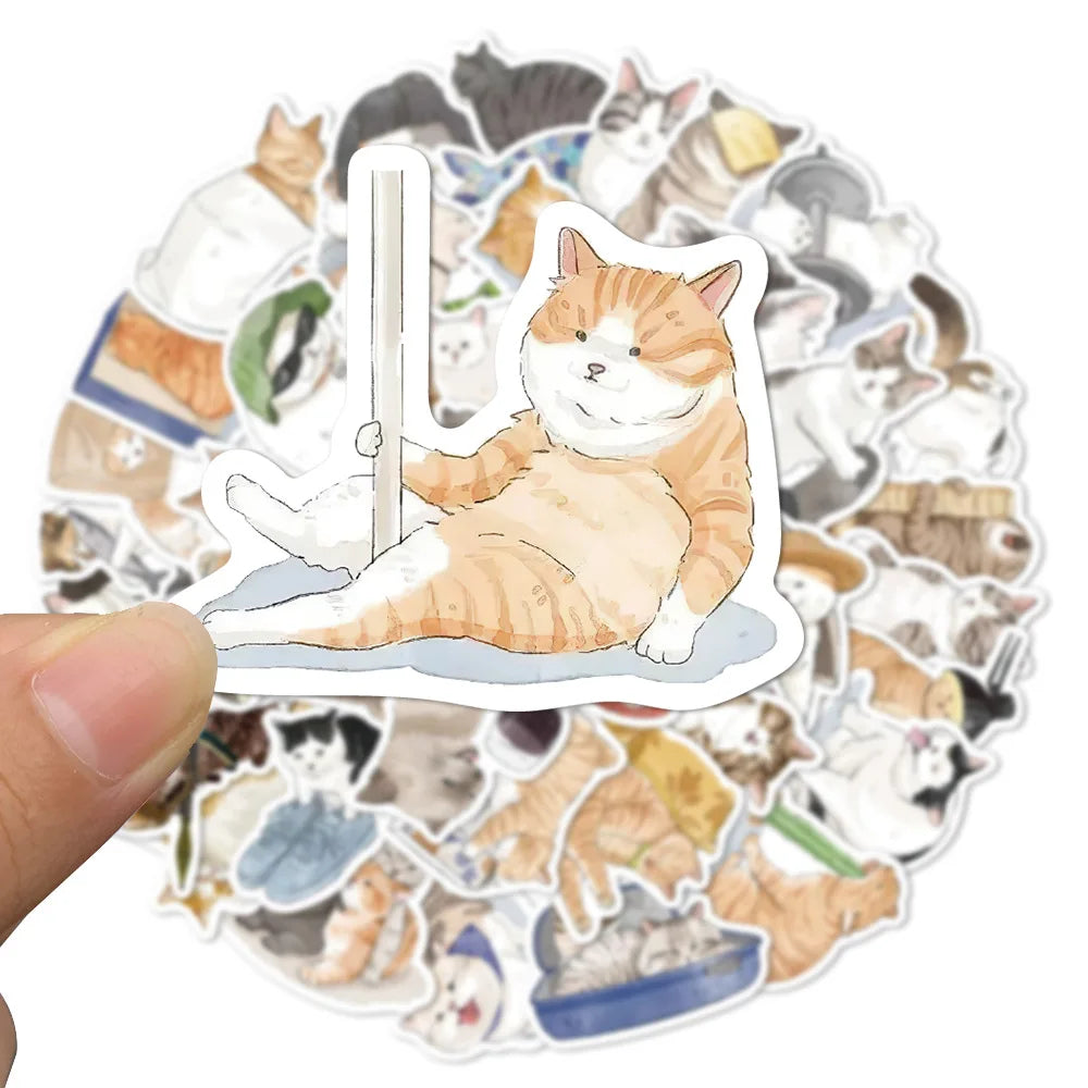 50PCS Cartoon Cat Sticker Animal Graffiti Luggage Desk Notebook Helmet Computer Pattern Scrapbook Toy Decoration