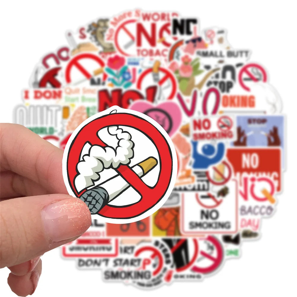 50PCS Cartoon No Smoking World No Tobacco Day Graffiti Sticker Luggage Laptop iPad Skateboard Motorcycle Sticker