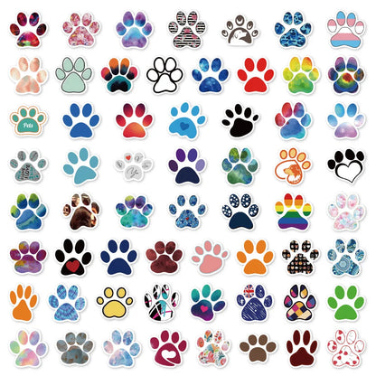 60PCS Dog Paw Sticker Cartoon Tablet Luggage Car  Water Cup Guitar  DIY Wall Sticker Personalized Toy Decoration