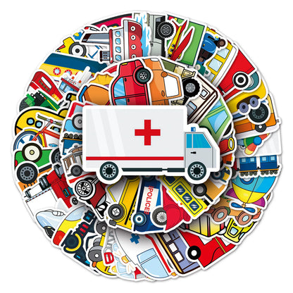 100PCS Cartoon Transport Graffiti Stickers Personalised Fashion Creative DIY Stickers Suitcase Notebook Helmet Car Guitar Beautifully Popular Decorative Decals Toys