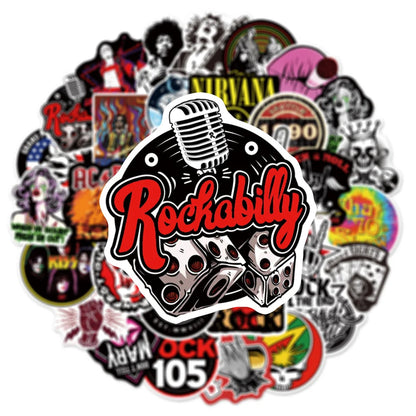 50PCS Personality Band Rock Singer Graffiti Sticker for Luggage Laptop IPad Guitar Skateboard Waterproof Sticker