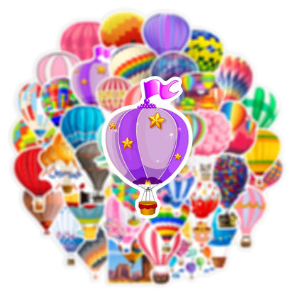 50PCS Cartoon Colorful Hot Air Balloon Sticker Graffiti iPad Notebook Computer  Pattern Scrapbook Toy Decoration