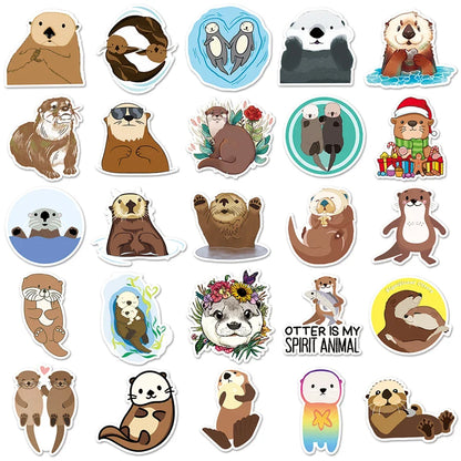 50PCS Otter Cute Cartoon Graffiti Waterproof Sticker Toy Decoration DIY Notebook Gift iPad Guitar Cup Suitcase