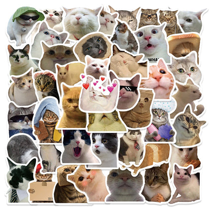 50PCS Funny Cat Stickers - Cute & Hilarious Decals for Laptops, Water Bottles, Planners & Cat Lover Gifts