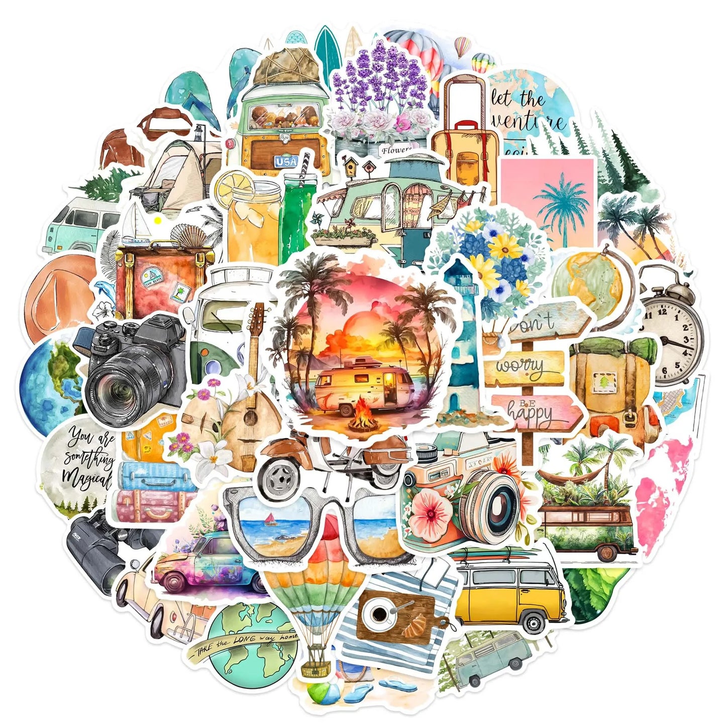 50PCS Cartoon Outdoor Travel Stickers Graffiti iPad Laptop Helmet Car Computer Pattern Scrapbook Toys Decoration
