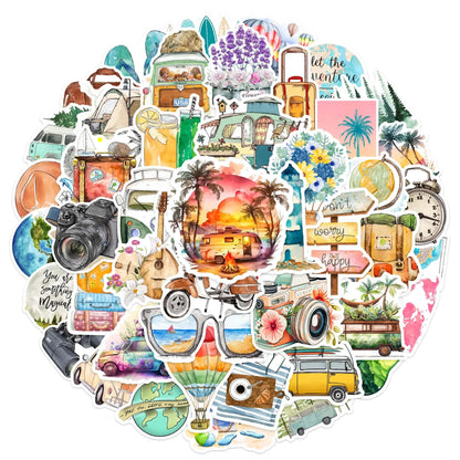 50PCS Cartoon Outdoor Travel Stickers Graffiti iPad Laptop Helmet Car Computer Pattern Scrapbook Toys Decoration