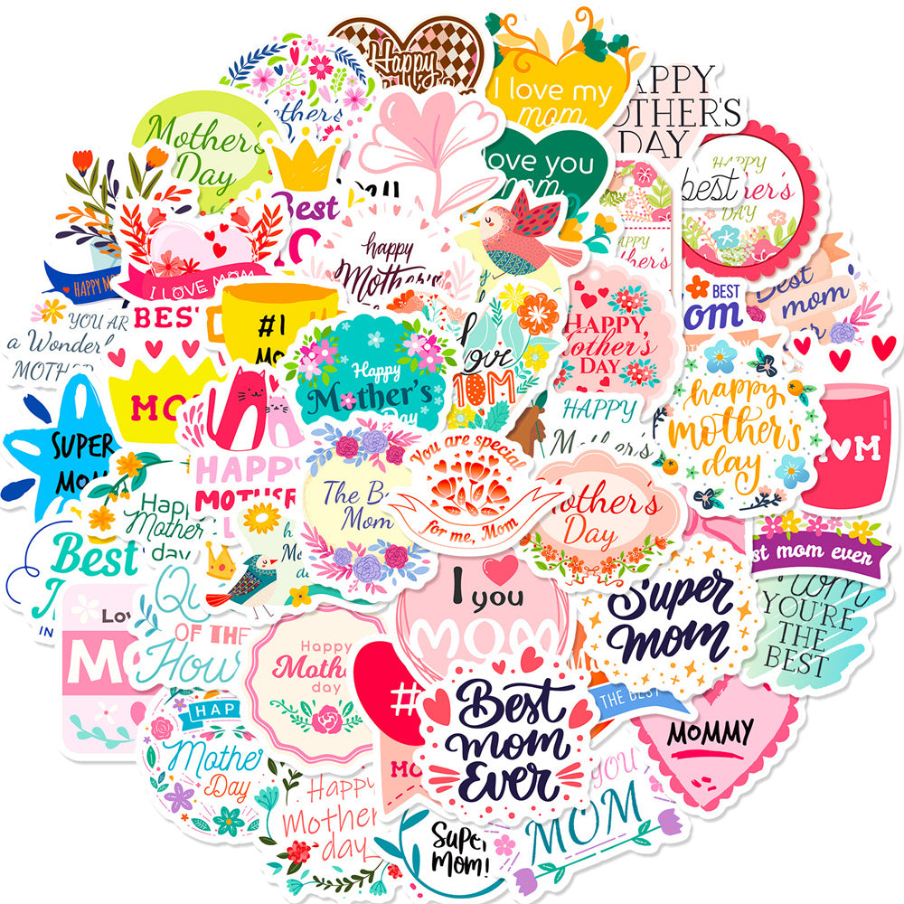 50PCS Thanksgiving & Mother's Day Stickers, Cute Cartoon Thank You & Love Doodles for Cards, Gifts, and Family Celebrations