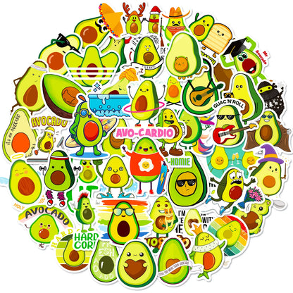 50PCS Cartoon Avocado Sticker Graffiti Ipad Luggage Laptop Helmet Car Computer Pattern Scrapbook Toy Decoration