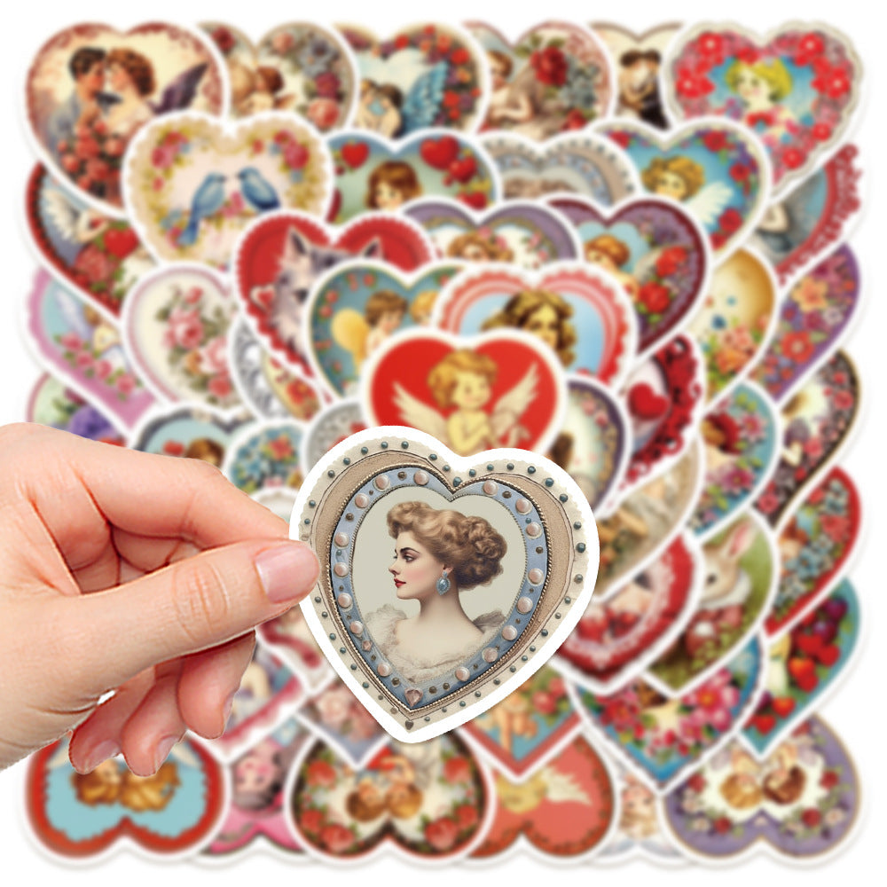 50PCS Cartoon Retro Cupid Doodle Stickers Exquisite Fashion Creative DIY Journal Decorative Decals Suitable for Phone Cases, Laptops, Skateboards, Guitars, Helmets, and Stationery Boxes