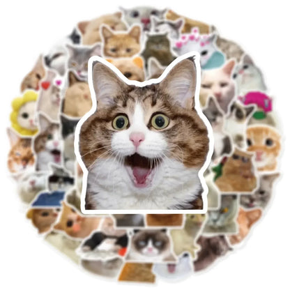 50PCS Fashionable Cute Cartoon Cat Graffiti Sticker Decoration DIY Guitar Laptop Mobile Phone Luggage  Notebook