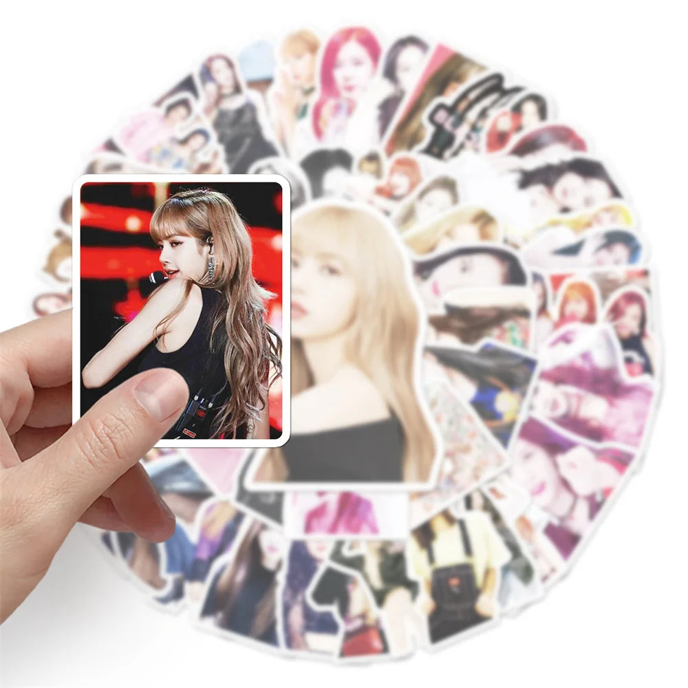 50PCS New Black Pink Pop Korean Girl Group Sticker For Luggage Laptop iPad Skateboard Guitar Phone Case Sticker