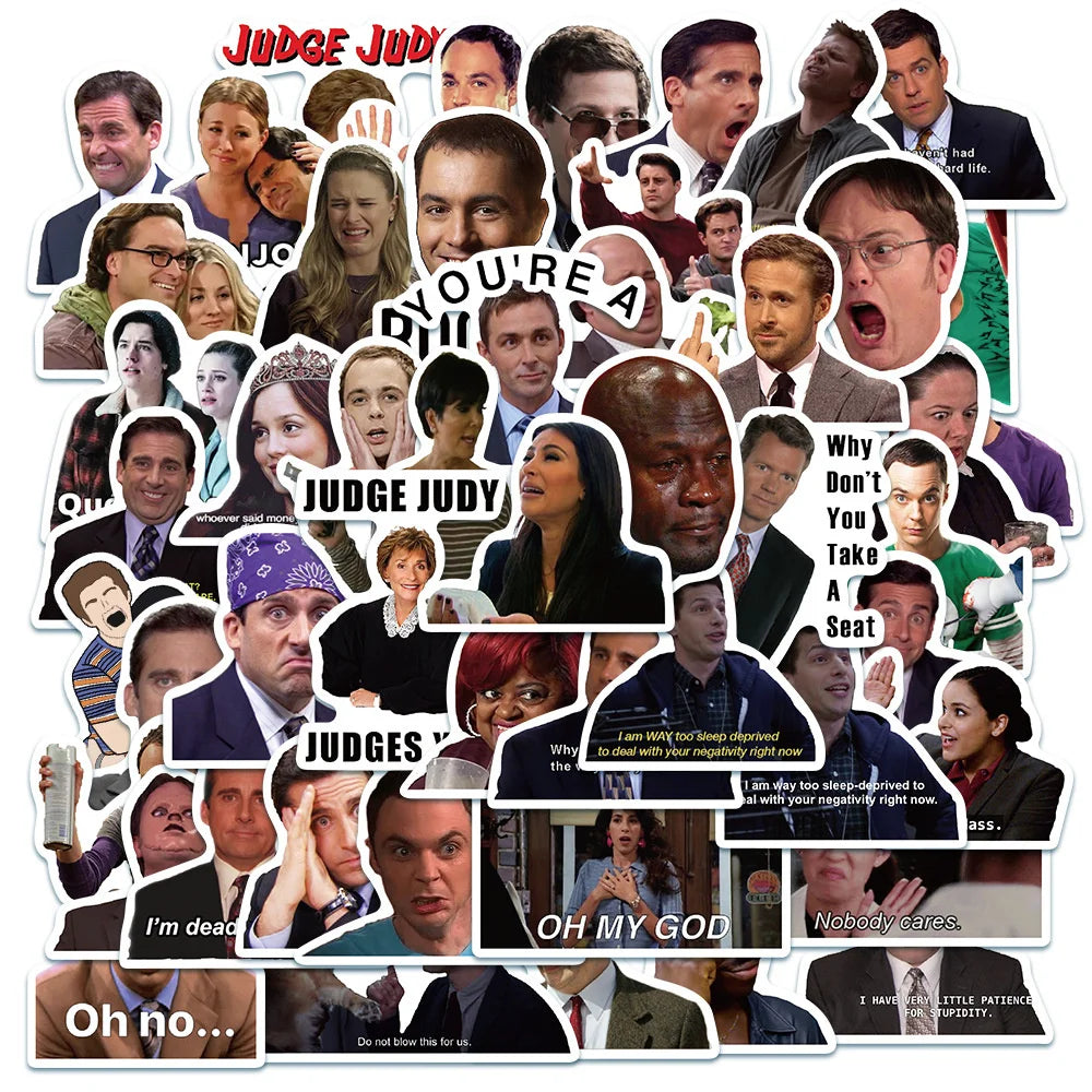 100PCS American TV Series Funny Classic Meme Stickers for Journal Luggage Laptop IPad Cup Waterproof Stickers