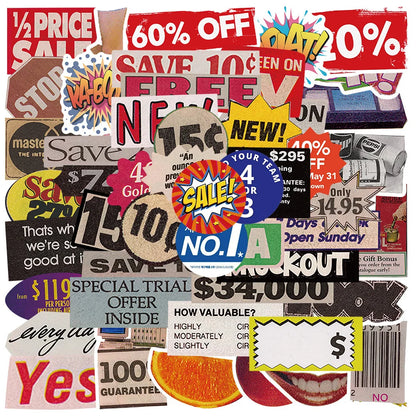 50PCS Personality Pop Style Graffiti Stickers for Luggage Laptop IPad Skateboard Journal Waterproof Stickers