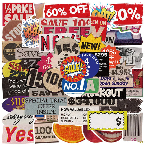 50PCS Personality Pop Style Graffiti Stickers for Luggage Laptop IPad Skateboard Journal Waterproof Stickers