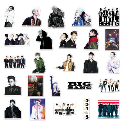 50pcs Korean Pop Boy Group Big Bang Sticker For Luggage Laptop Ipad Skateboard Guitar Mug Notebook Mug Sticker
