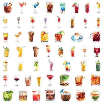 50PCS Cartoon Drinks Small Fresh Graffiti Waterproof Stickers Creative Decoration Trend Refrigerator HelmetGuitar