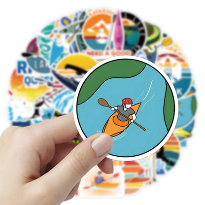 50PCS Cool Popular Cartoon Kayak Skateboard Guitar Decoration Graffiti DIY New Waterproof PVC Manual Sticker Toys